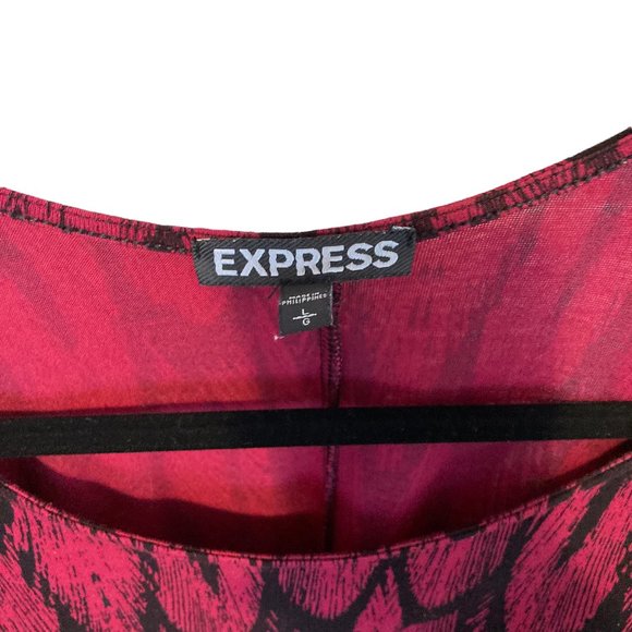 Pre-owned Express Red Feather Dress Low-Back L - Picture 4 of 7